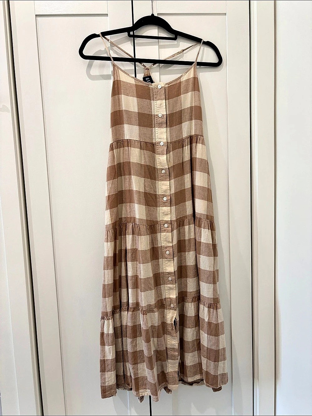 Gap Checkered Maxi Dress in Brown & White
